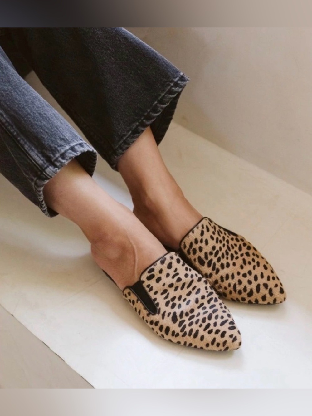NEW Jenni Kayne Pony Hair Mule Cheetah Print Flats size 36 US 6